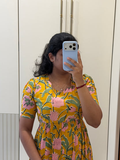 Classic Yellow Flower Cotton Maxi