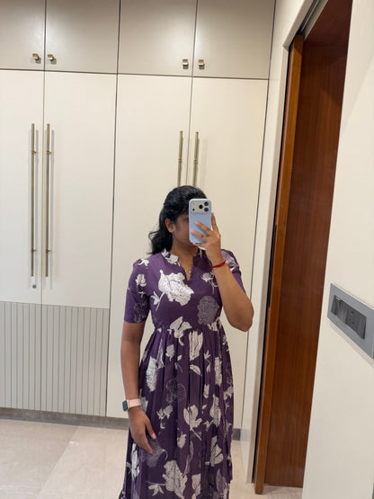 Purple Floral Cotton Maxi
