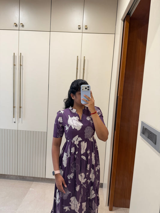 Purple Floral Cotton Maxi