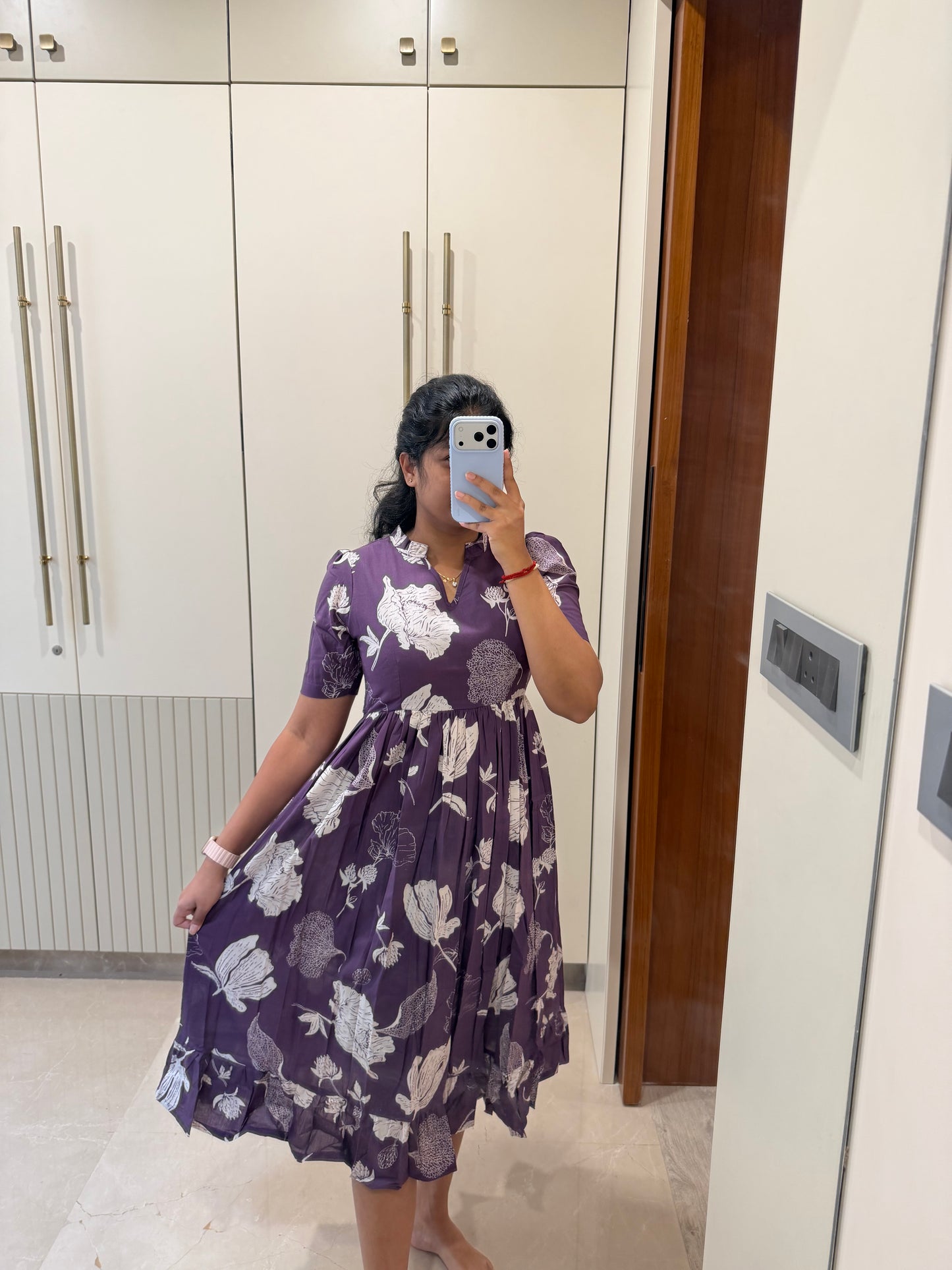 Purple Floral Cotton Maxi