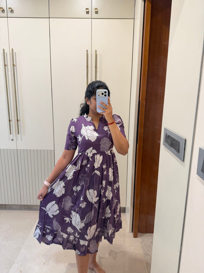 Purple Floral Cotton Maxi