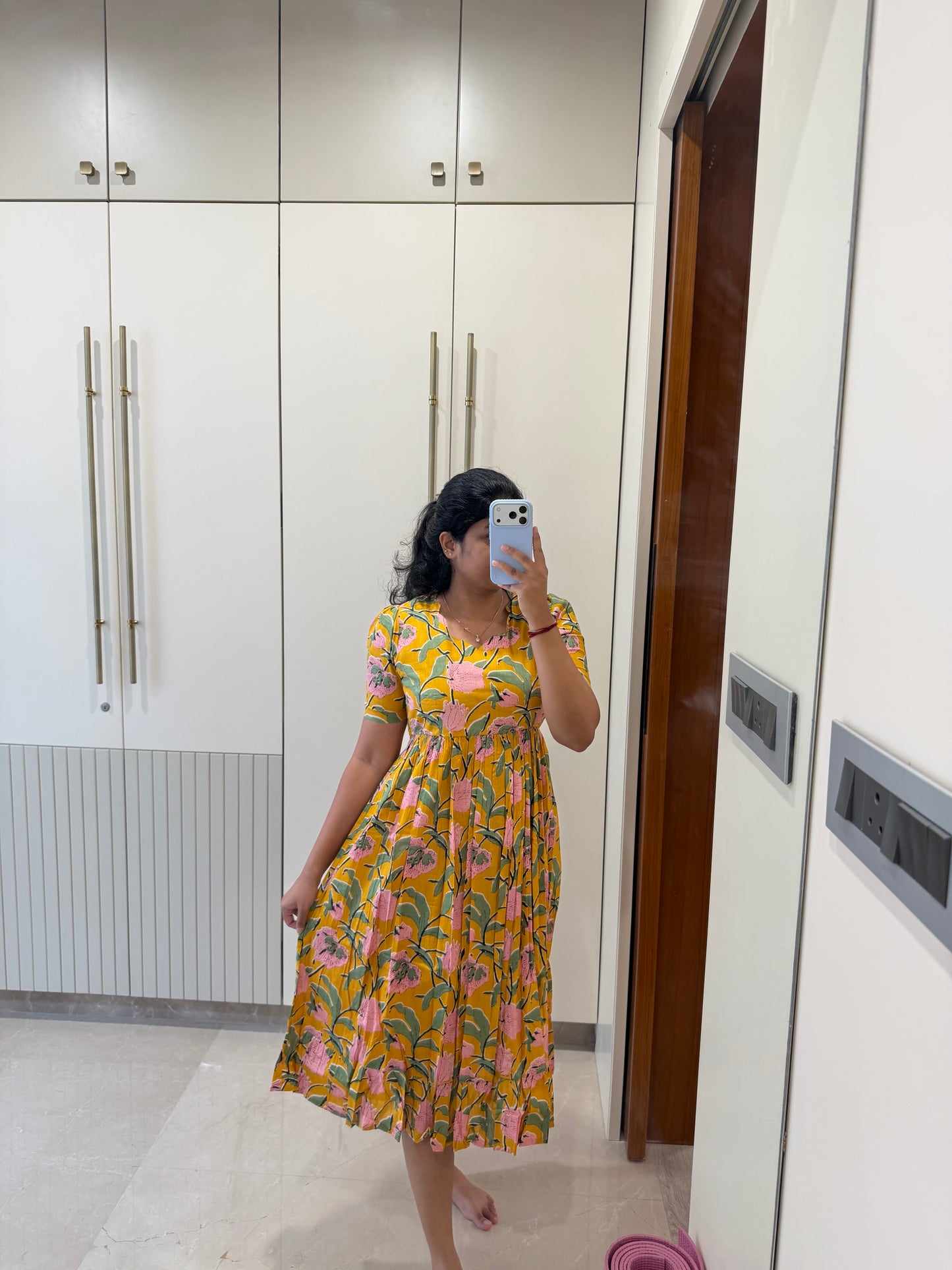 Classic Yellow Flower Cotton Maxi