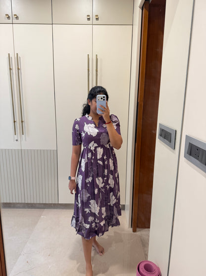 Purple Floral Cotton Maxi