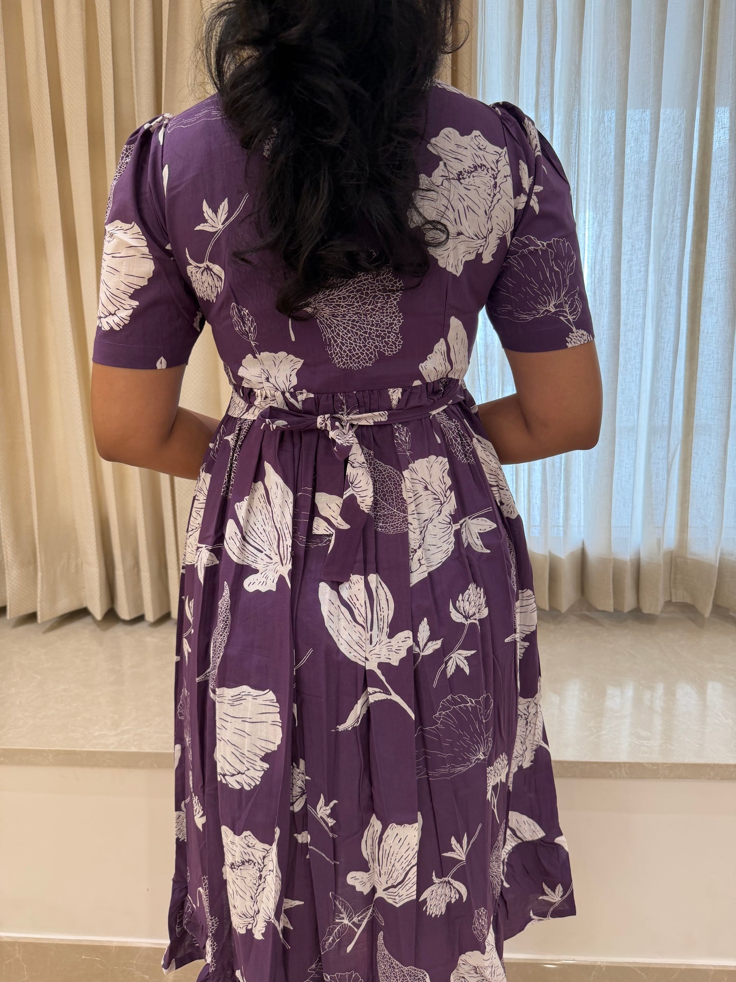 Purple Floral Cotton Maxi
