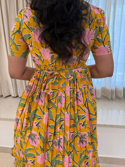 Classic Yellow Flower Cotton Maxi