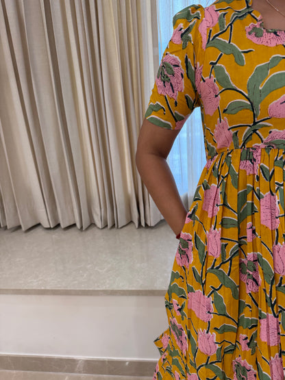 Classic Yellow Flower Cotton Maxi