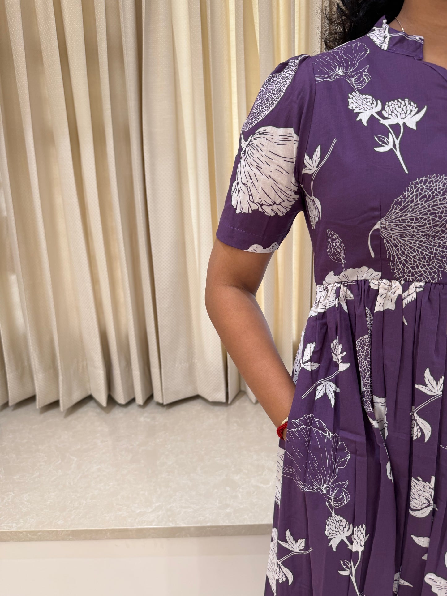 Purple Floral Cotton Maxi