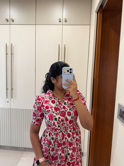 Pink Blooms Cotton Maxi