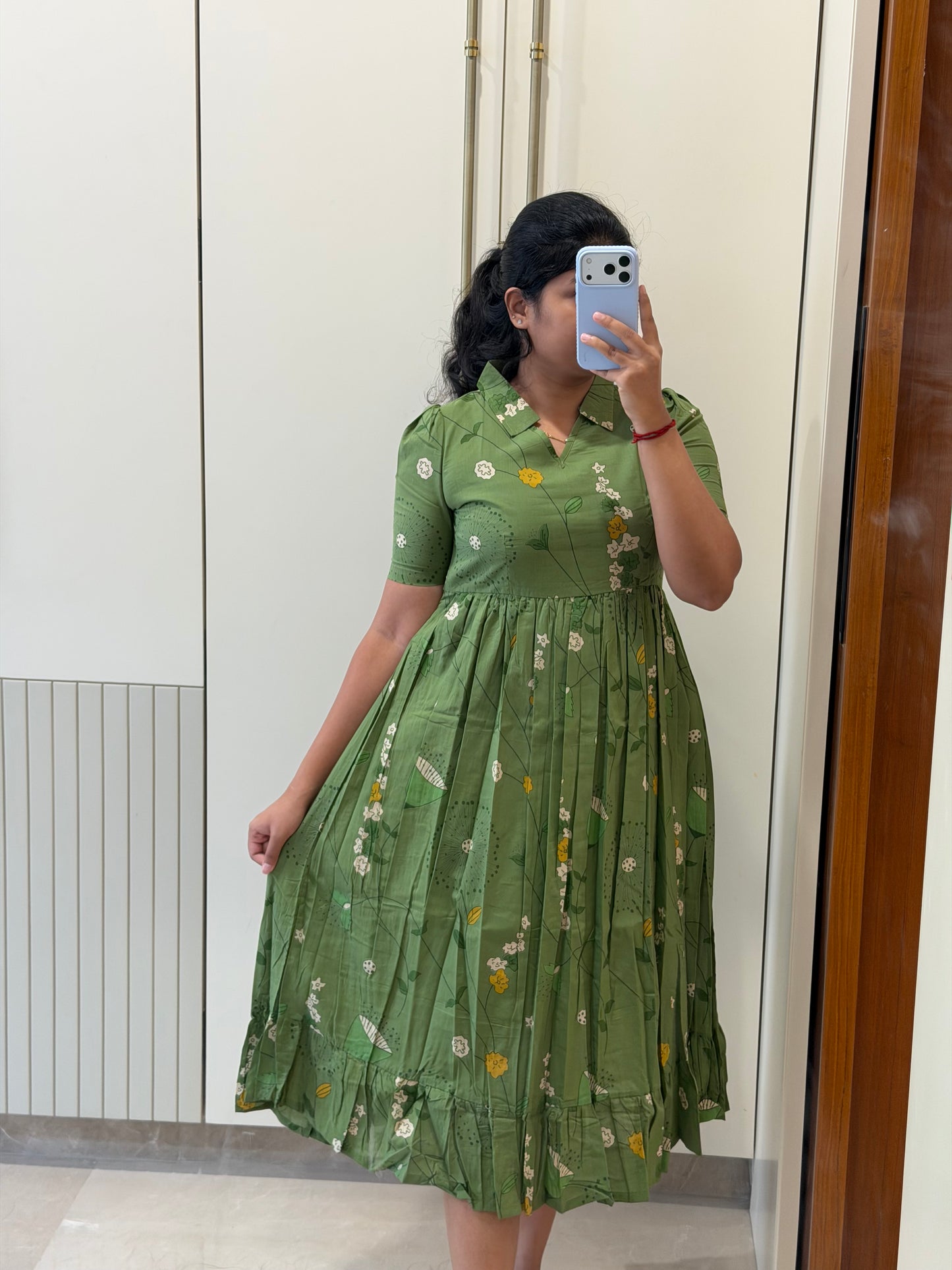 Green Blooms Cotton Maxi