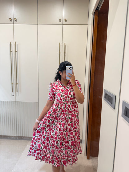 Pink Blooms Cotton Maxi