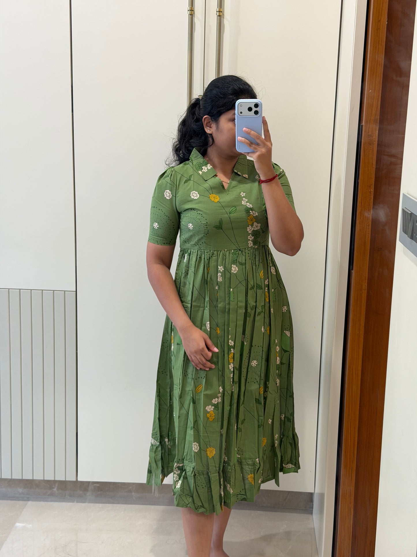 Green Blooms Cotton Maxi