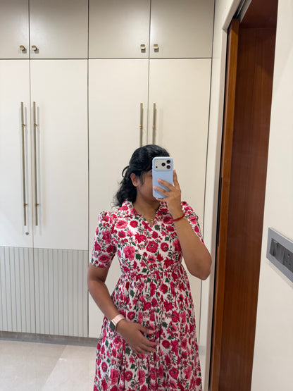 Pink Blooms Cotton Maxi