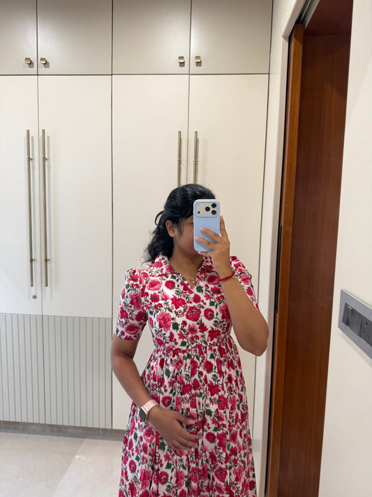 Pink Blooms Cotton Maxi