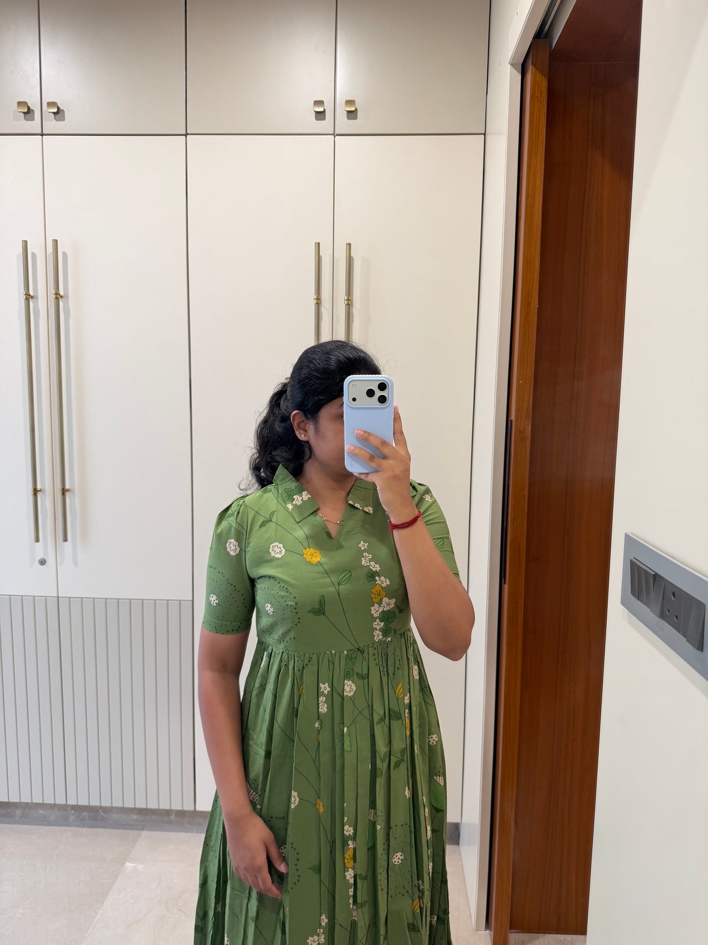 Green Blooms Cotton Maxi