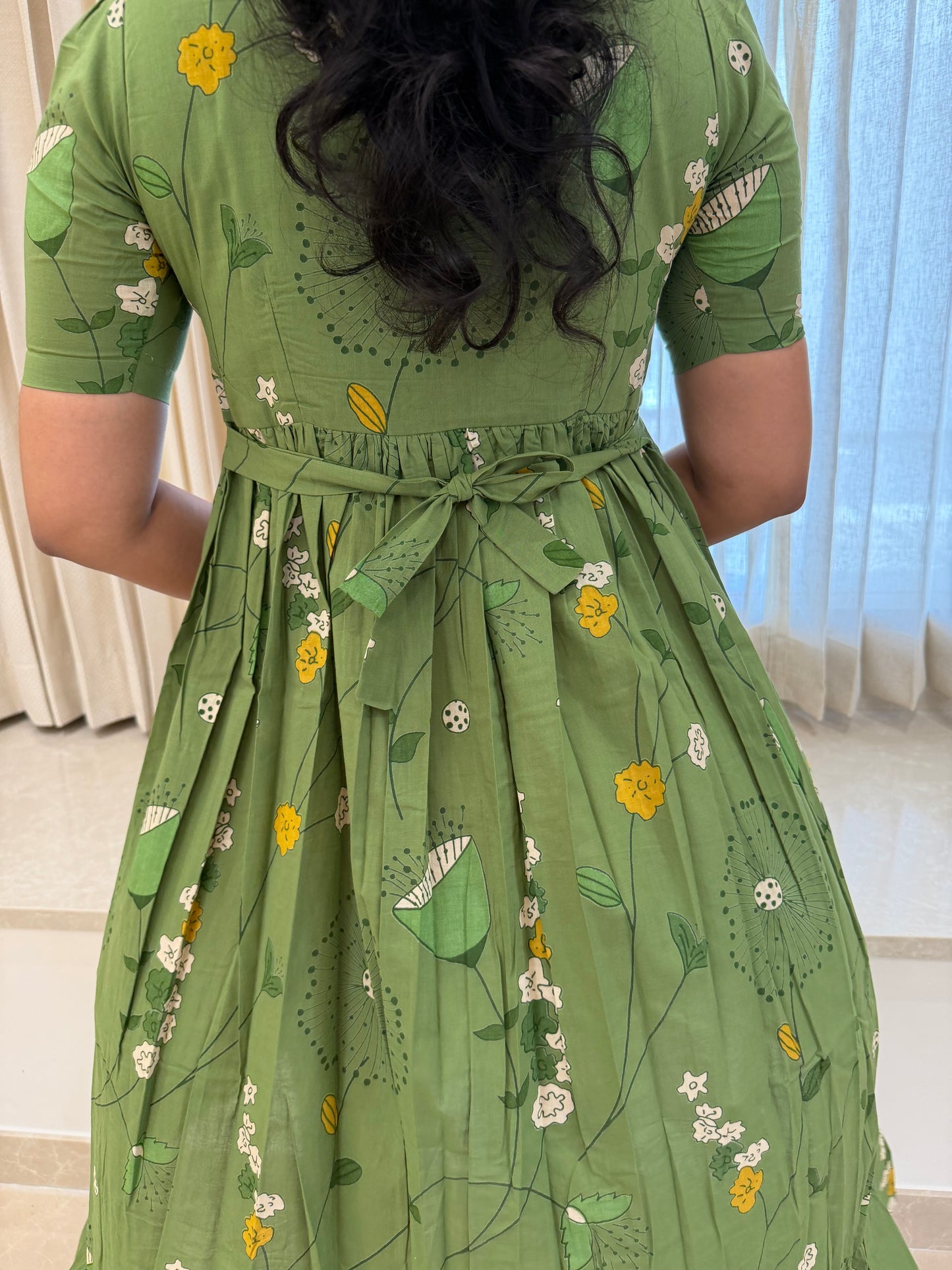 Green Blooms Cotton Maxi