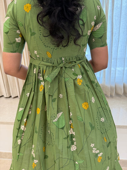 Green Blooms Cotton Maxi