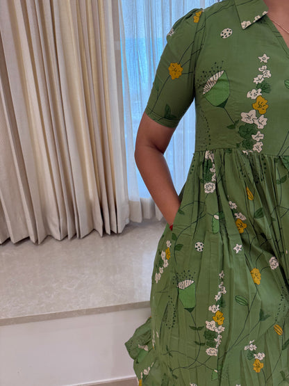Green Blooms Cotton Maxi