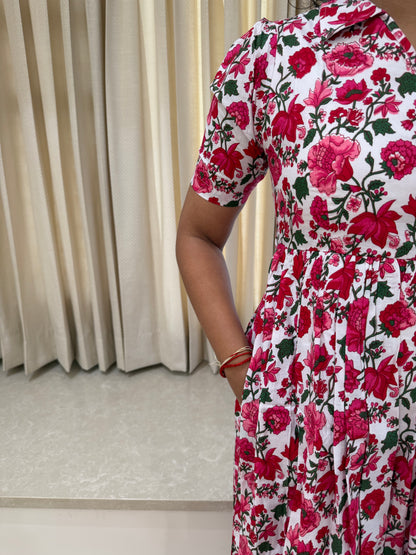 Pink Blooms Cotton Maxi