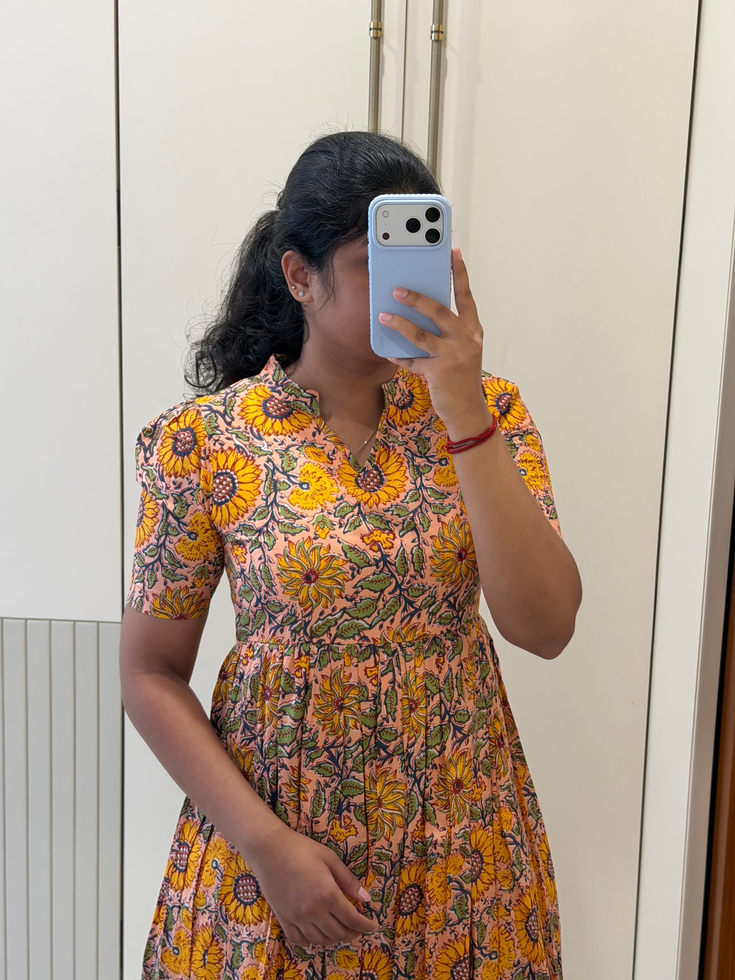 Peach Sunflower Cotton Maxi