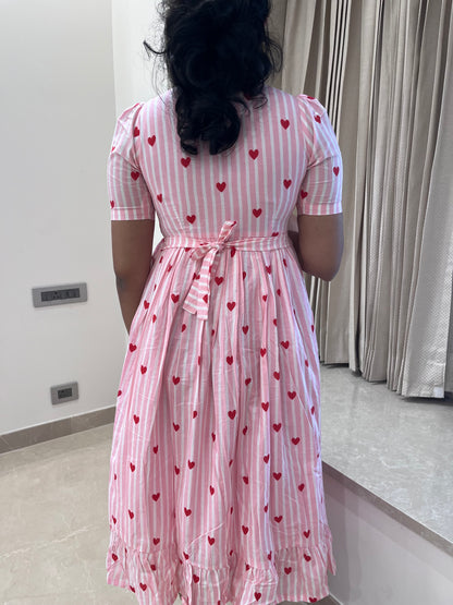Pink Heart Cotton Maxi