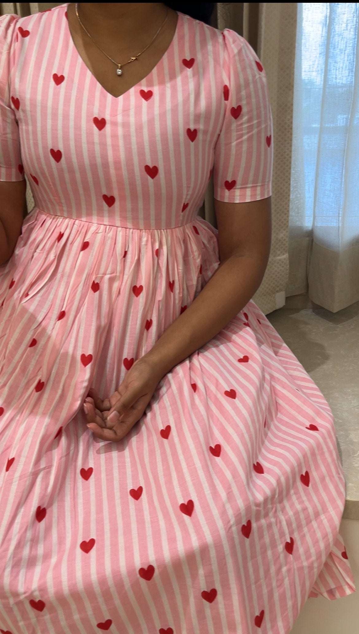 Pink Heart Cotton Maxi