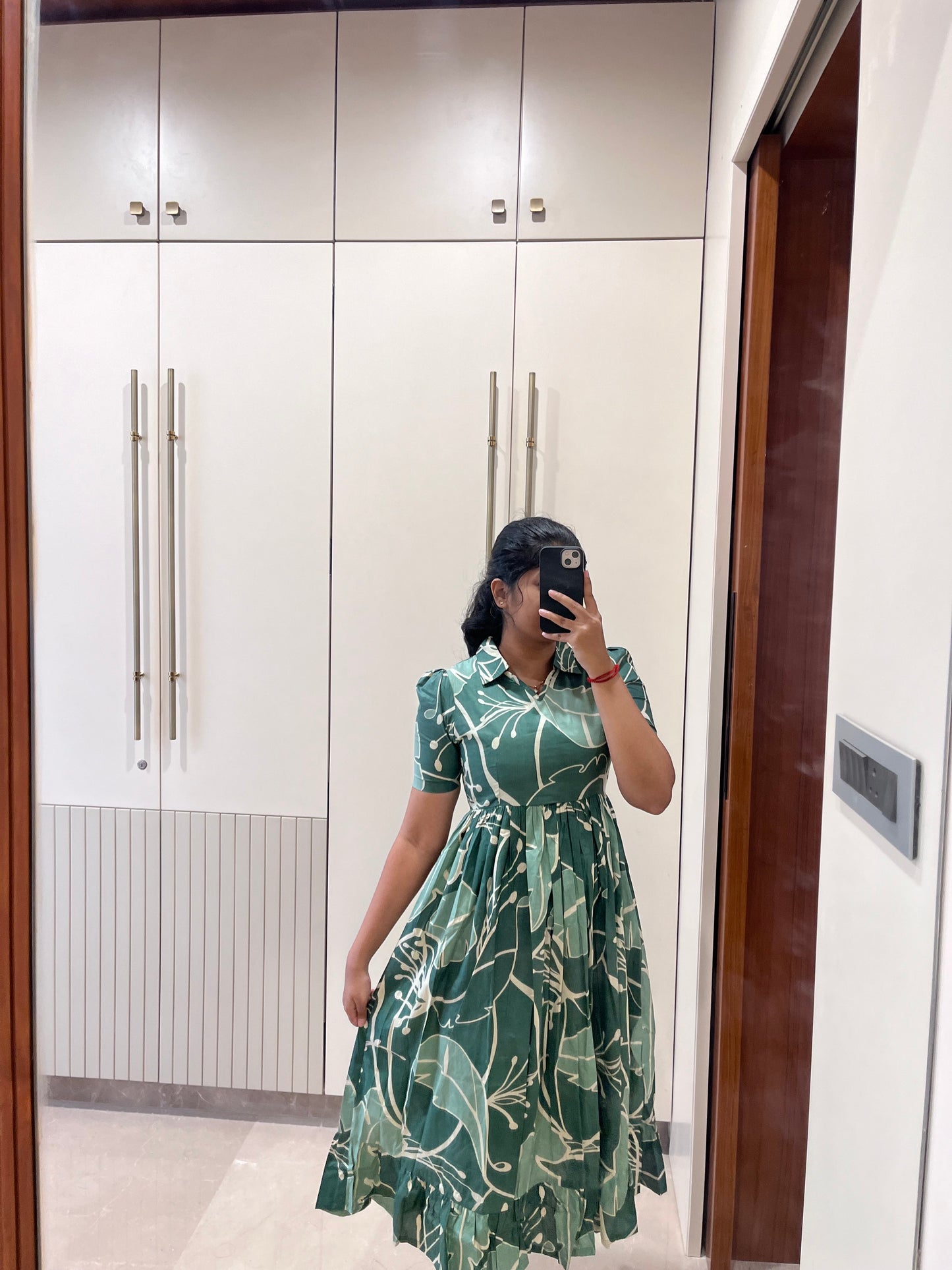 Green Leafy Cotton Maxi