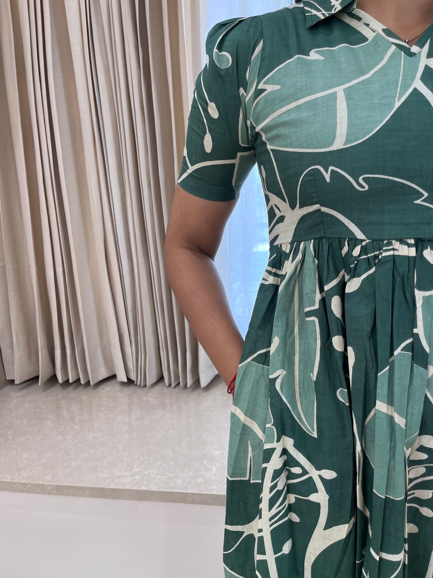 Green Leafy Cotton Maxi