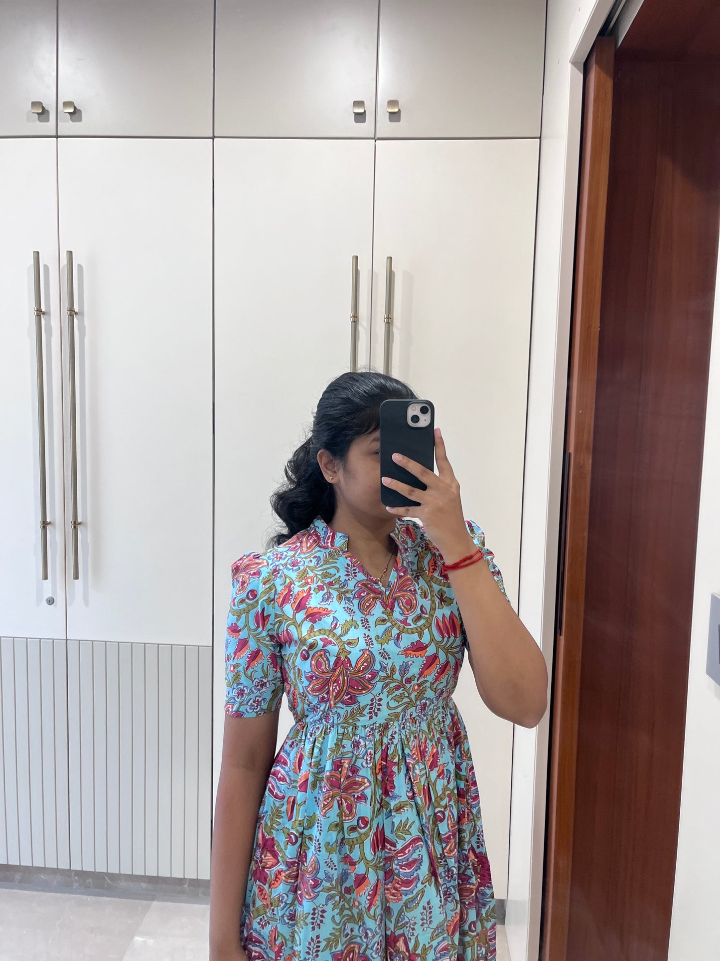 Blue Multi Design Cotton Maxi