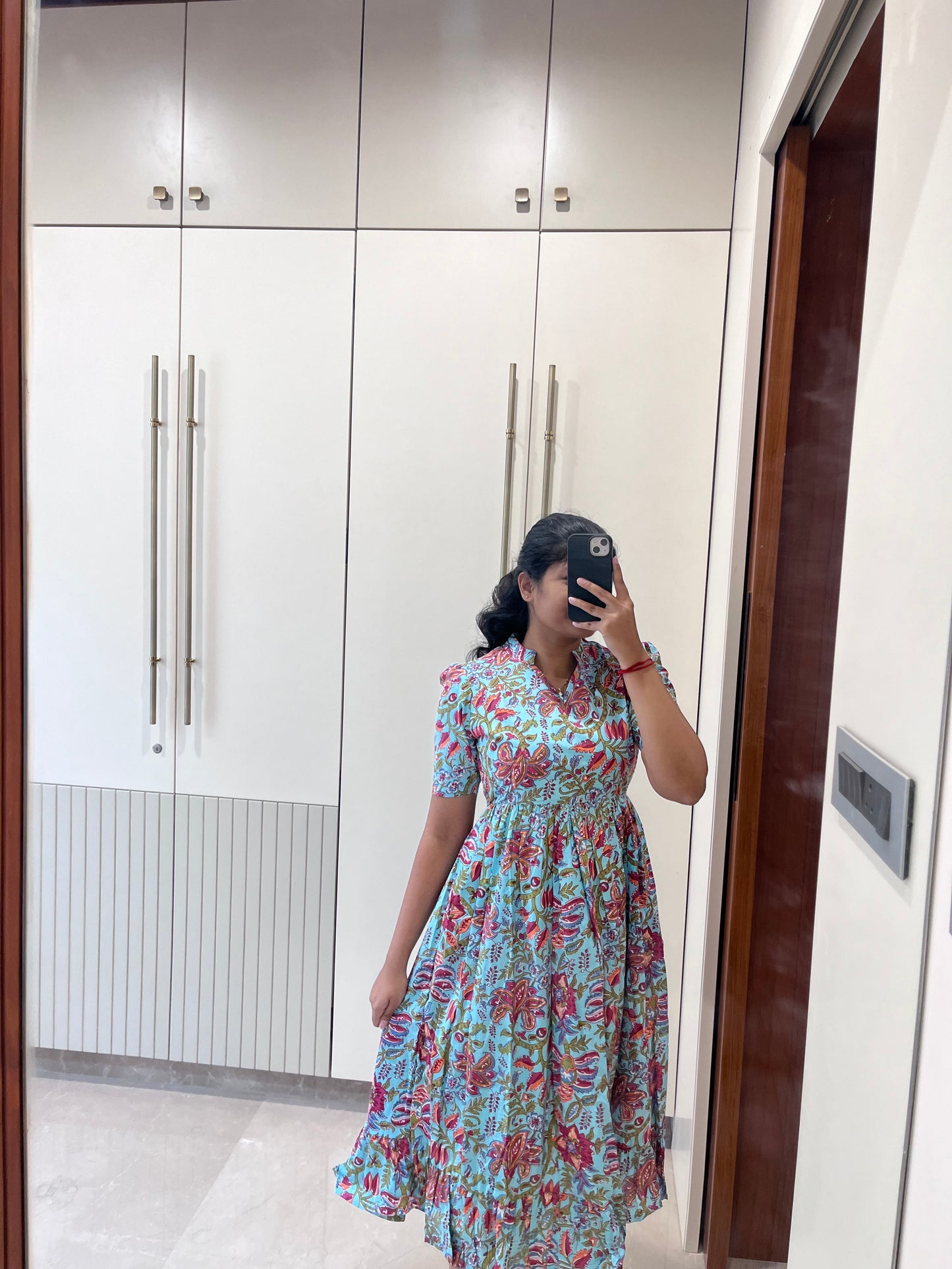 Blue Multi Design Cotton Maxi