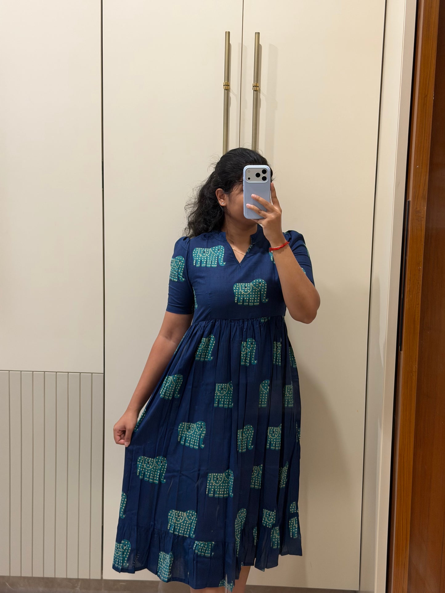Blue Elephant Cotton Maxi