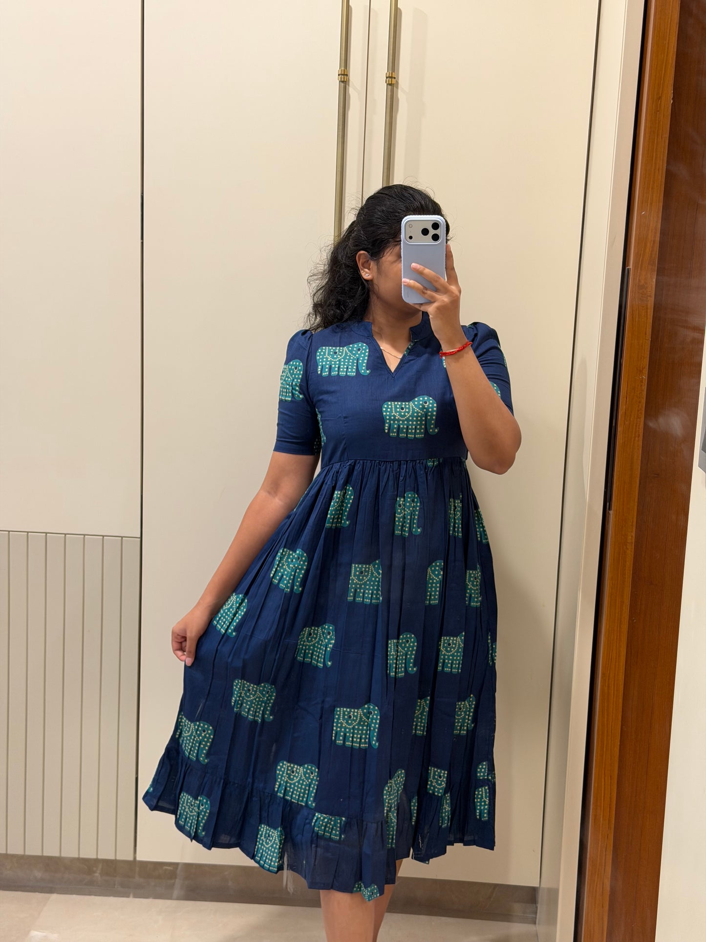 Blue Elephant Cotton Maxi