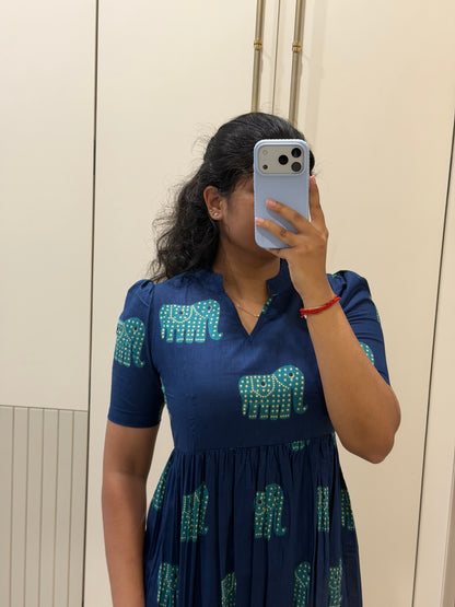 Blue Elephant Cotton Maxi