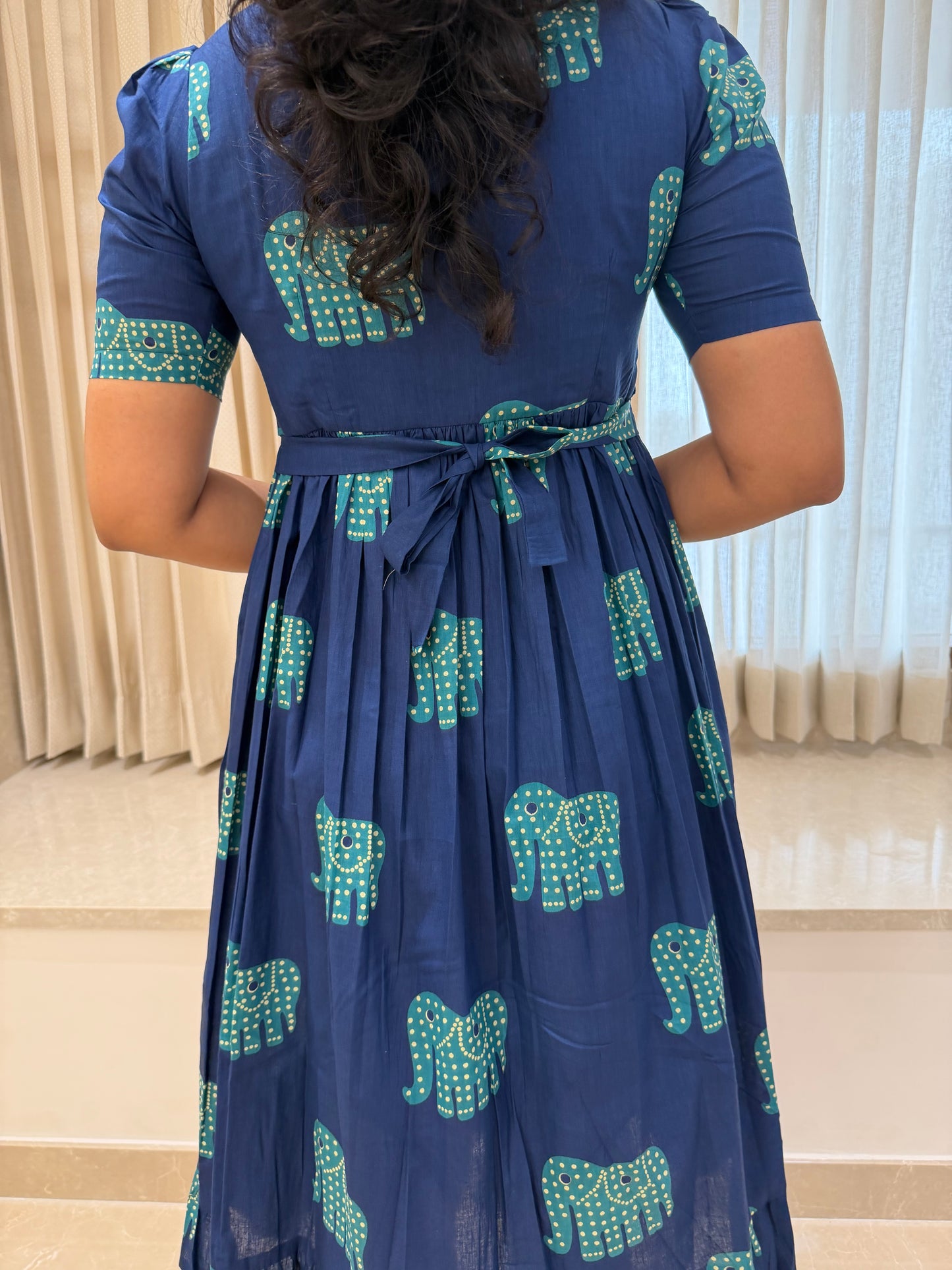 Blue Elephant Cotton Maxi