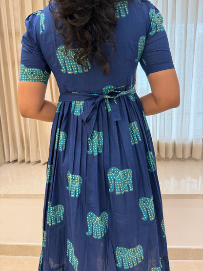 Blue Elephant Cotton Maxi
