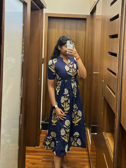 Navy Flower Cotton Maxi