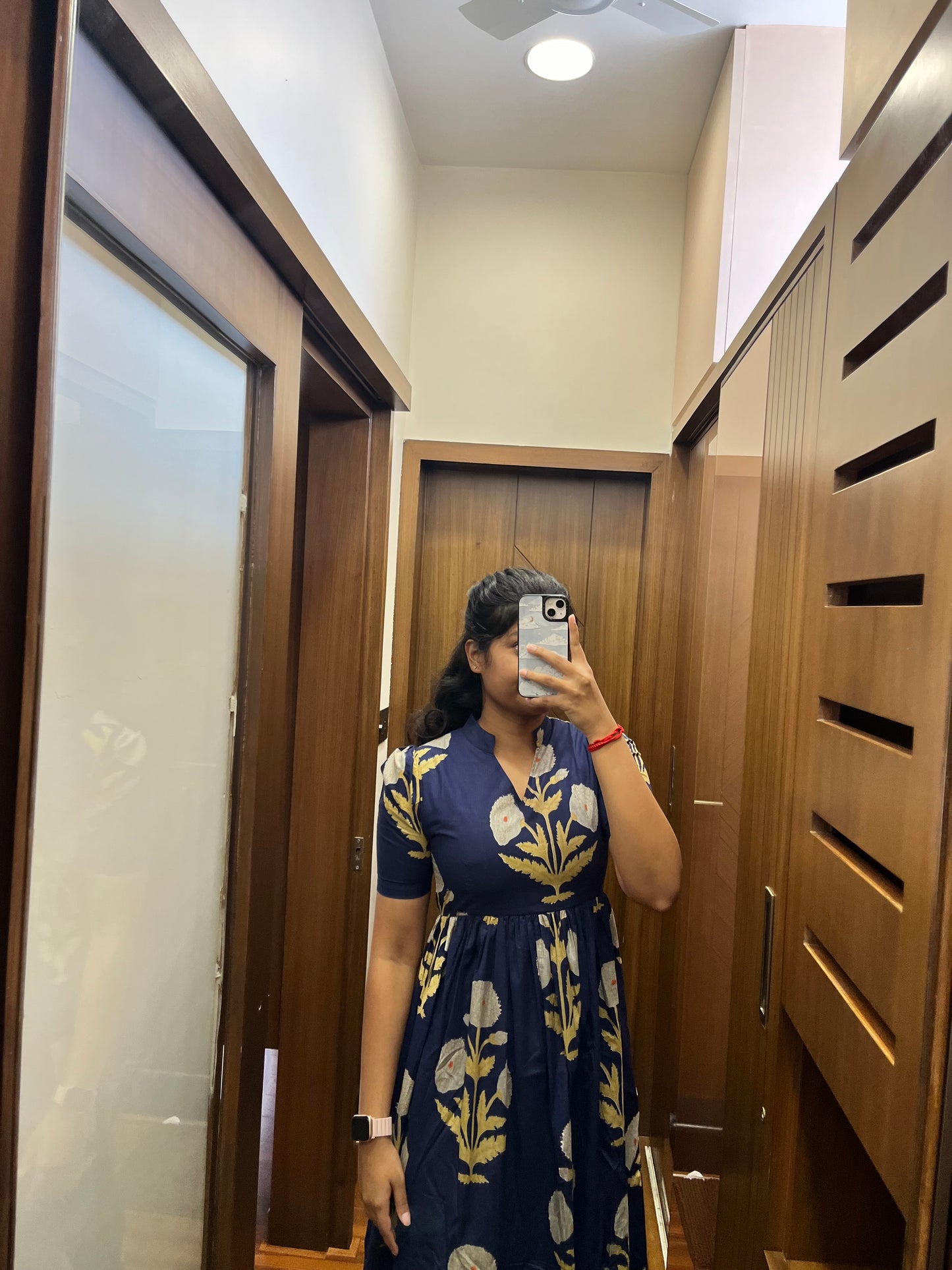 Navy Flower Cotton Maxi