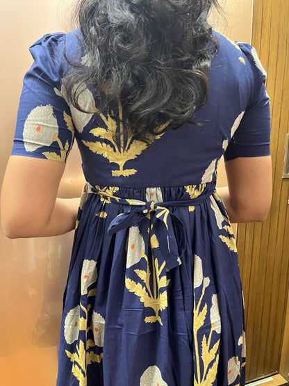 Navy Flower Cotton Maxi