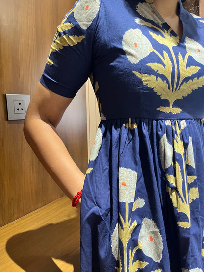 Navy Flower Cotton Maxi