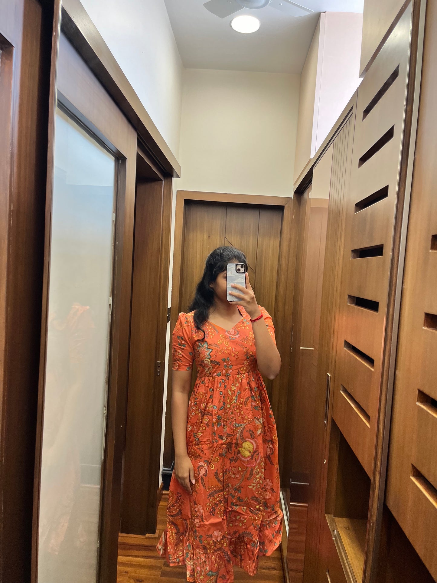 Orange Floral Cotton Maxi