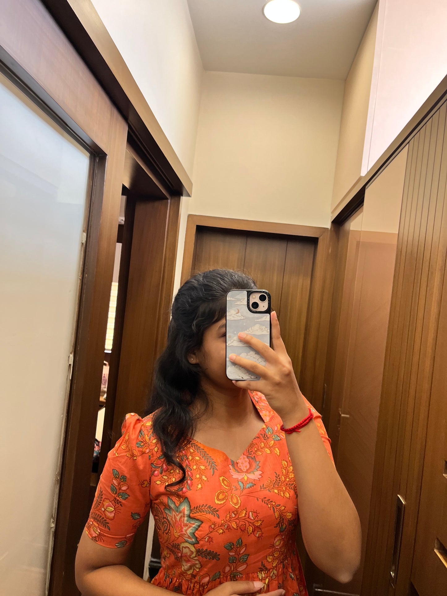 Orange Floral Cotton Maxi