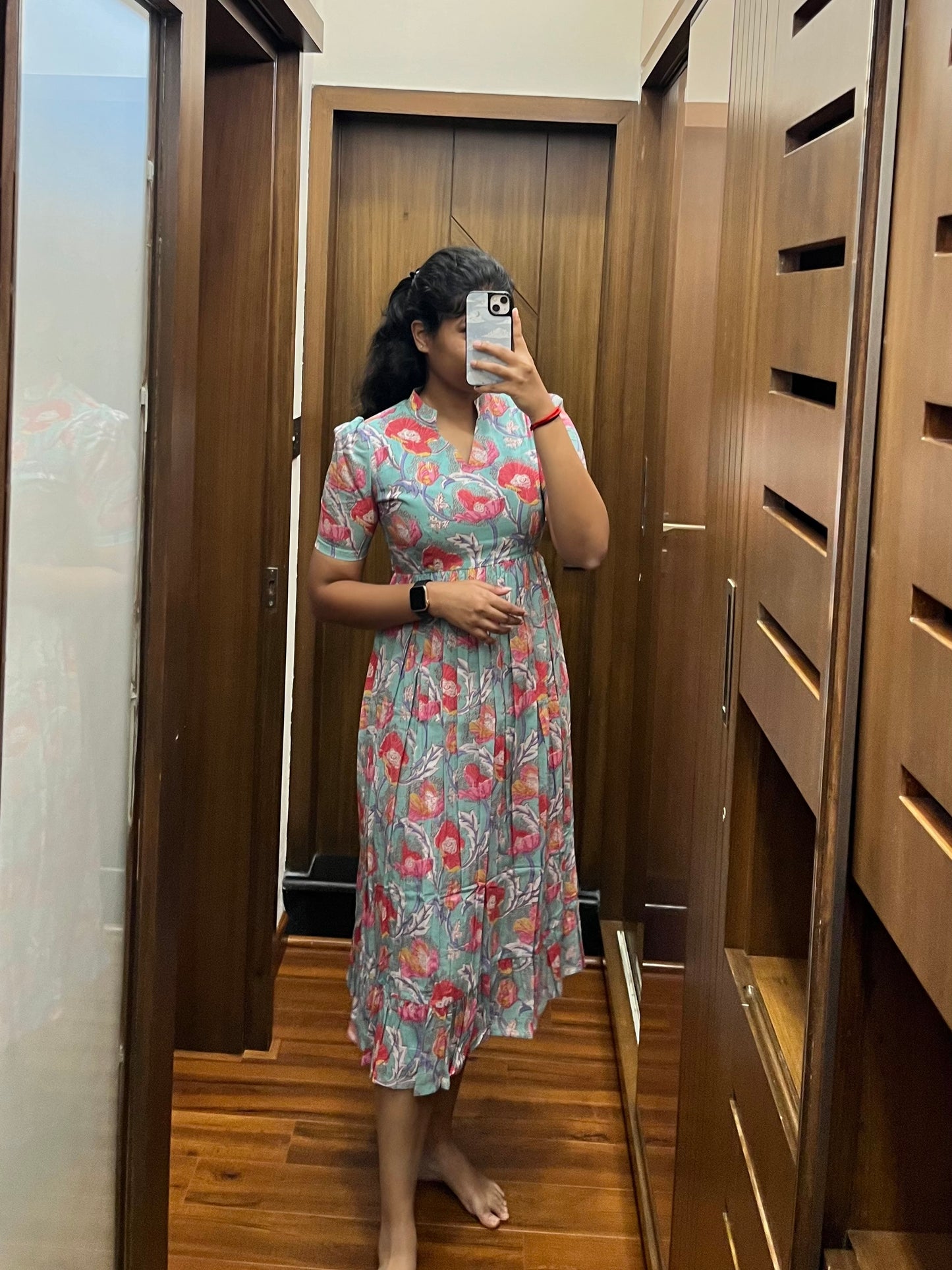 Blue Floral Cotton Maxi