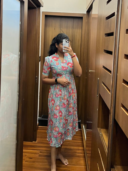 Blue Floral Cotton Maxi