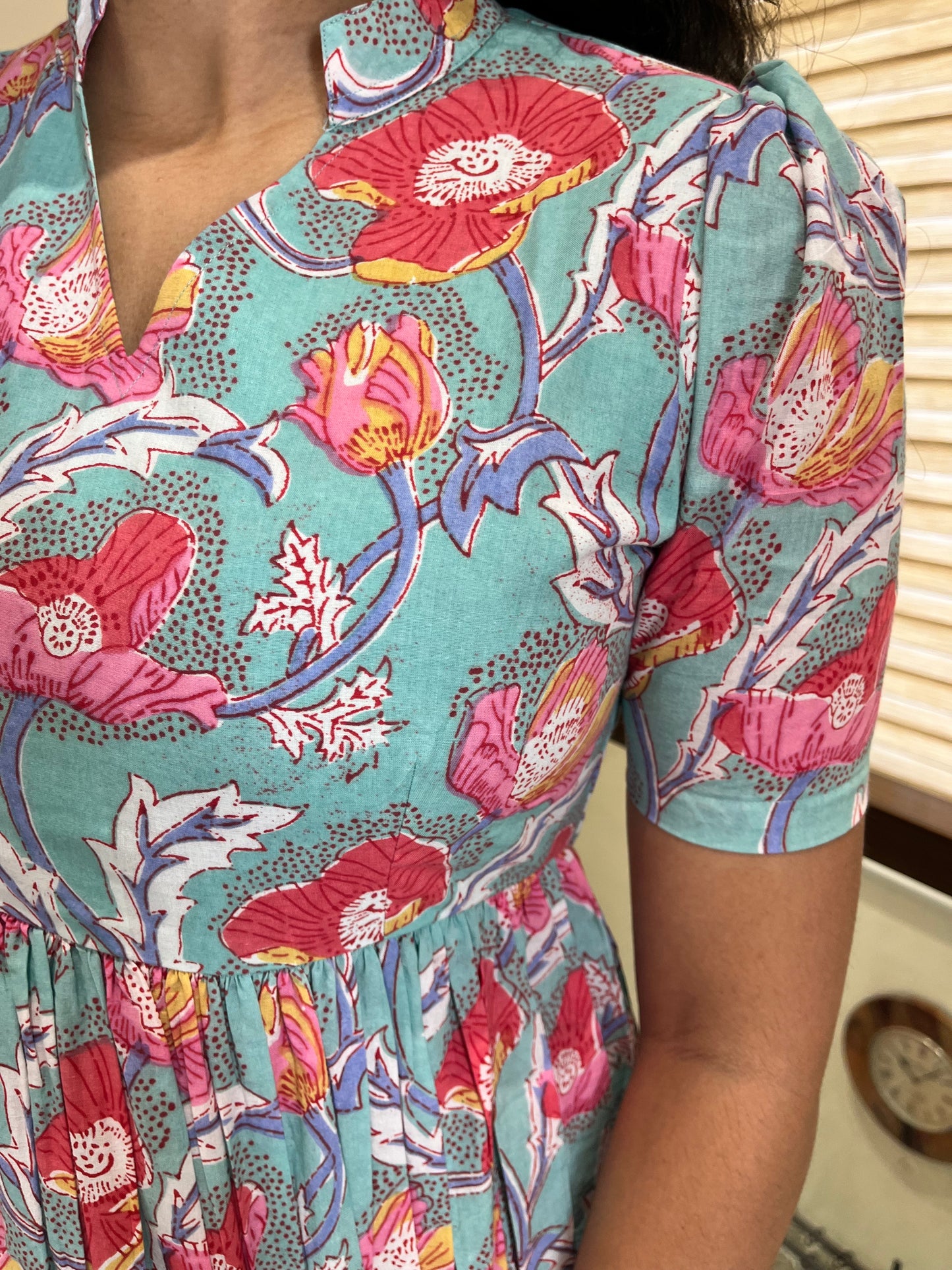 Blue Floral Cotton Maxi