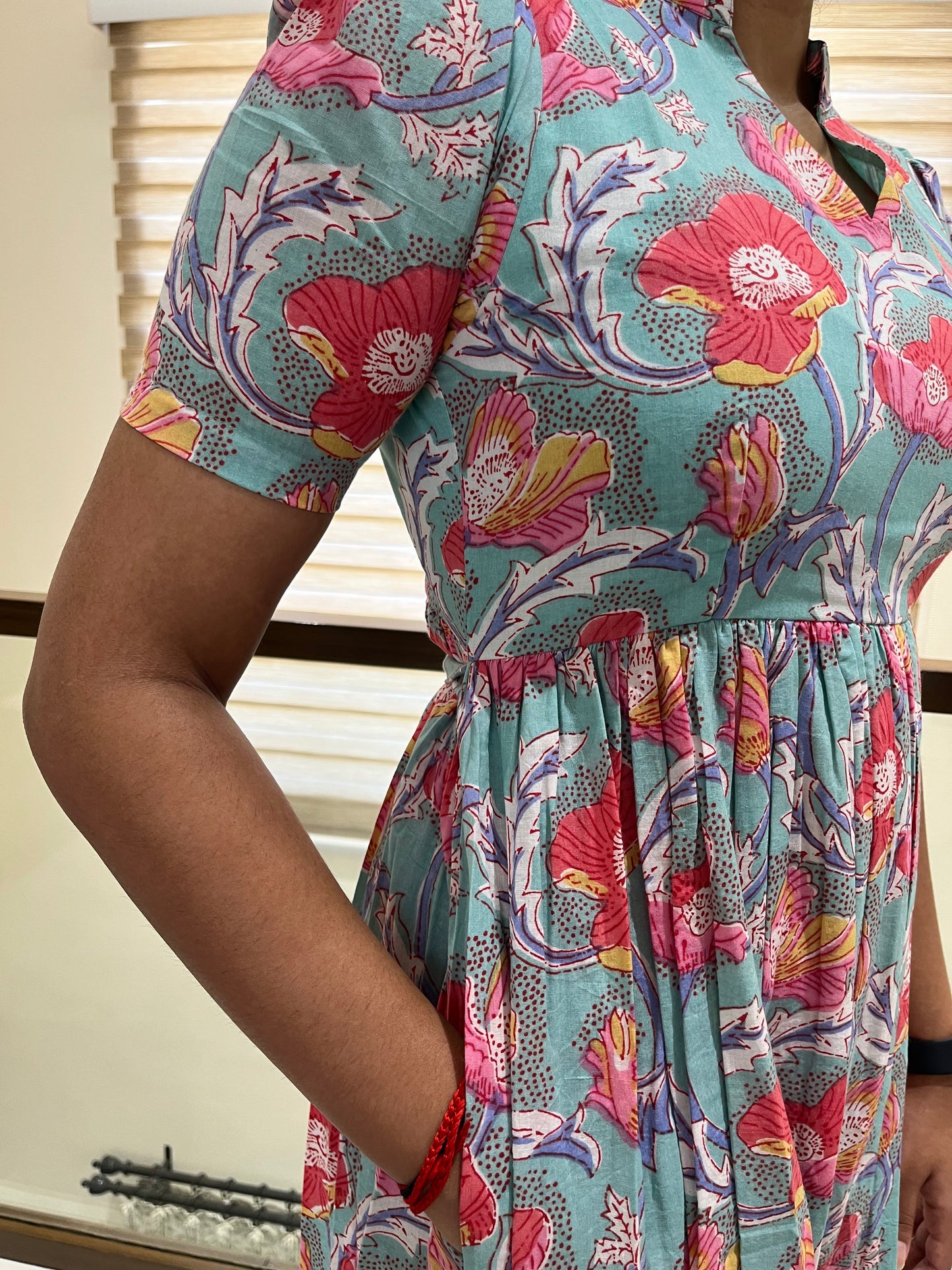 Blue Floral Cotton Maxi