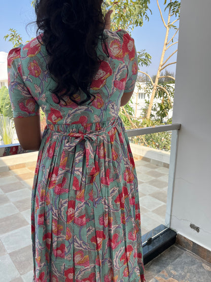 Blue Floral Cotton Maxi