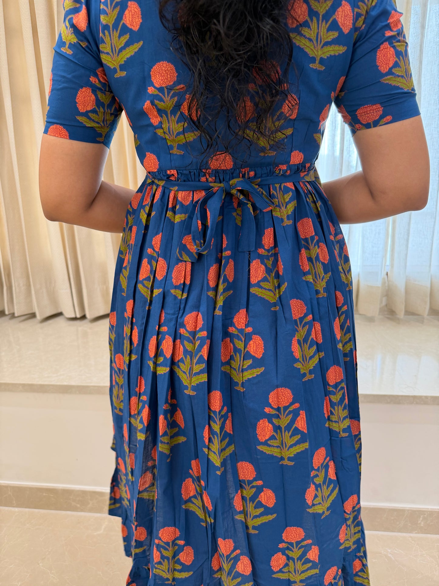 Yale Blue flower Cotton Maxi