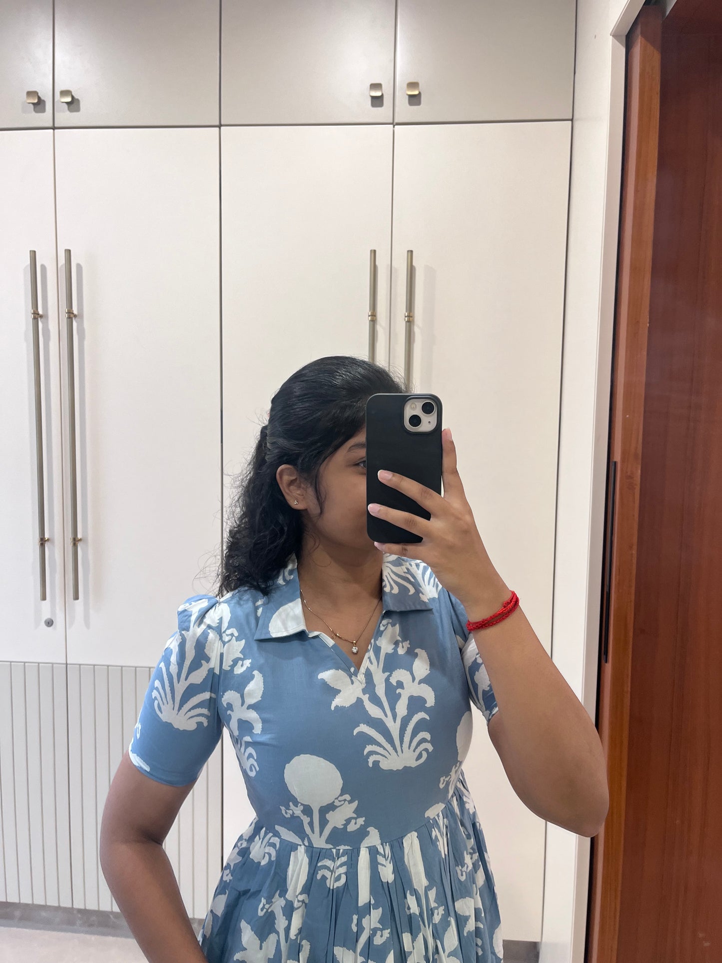 Ash Blue Floral Cotton Maxi