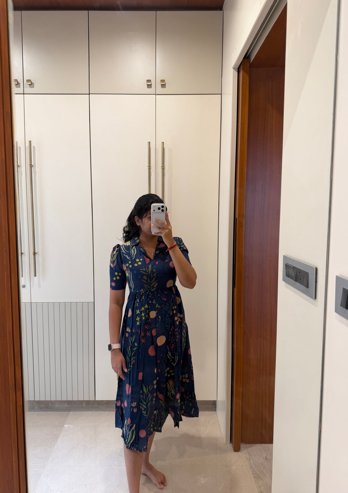 Navy Abstract Cotton Maxi