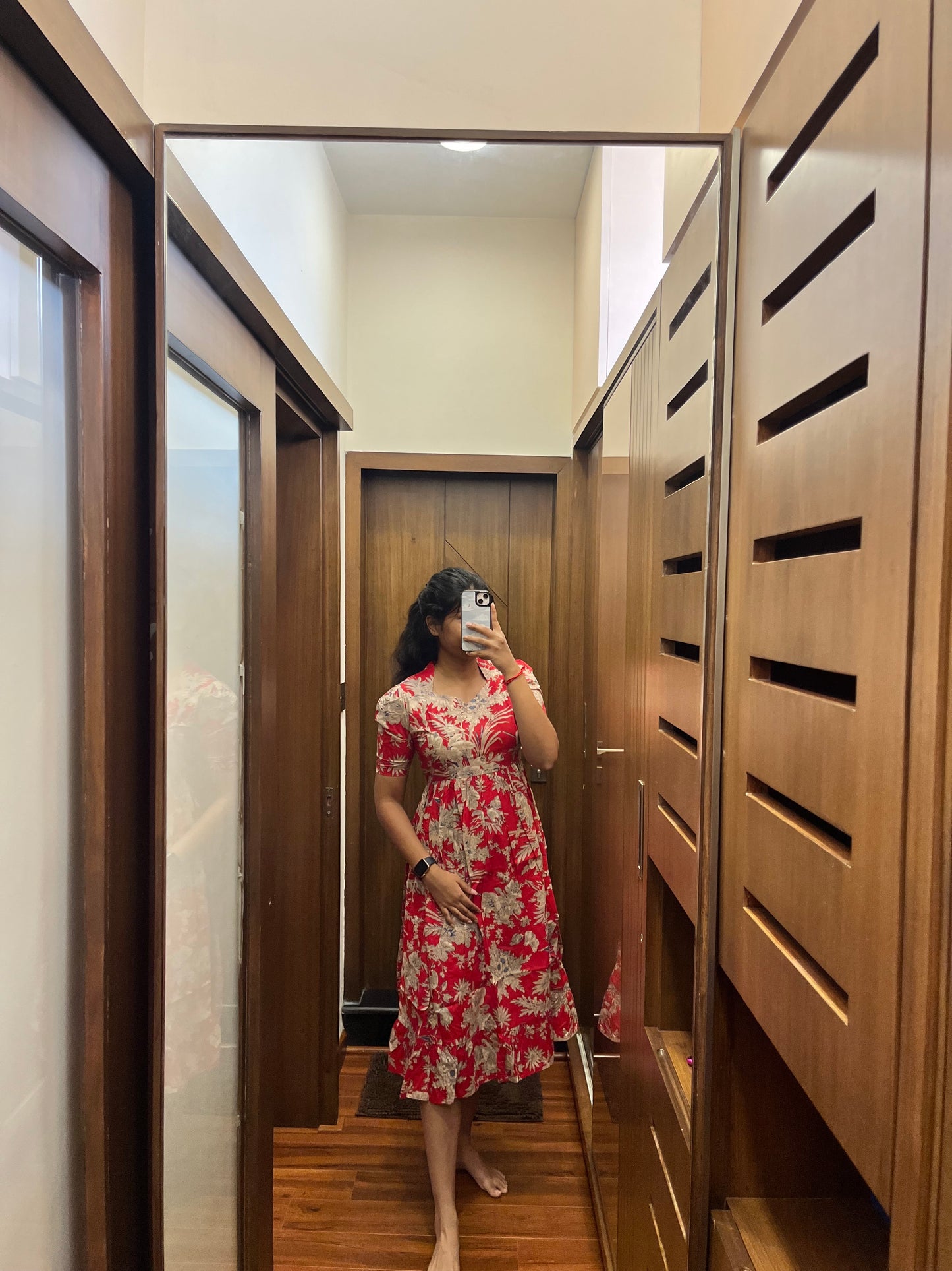 Red And Brown Cotton Maxi