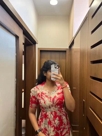 Red And Brown Cotton Maxi